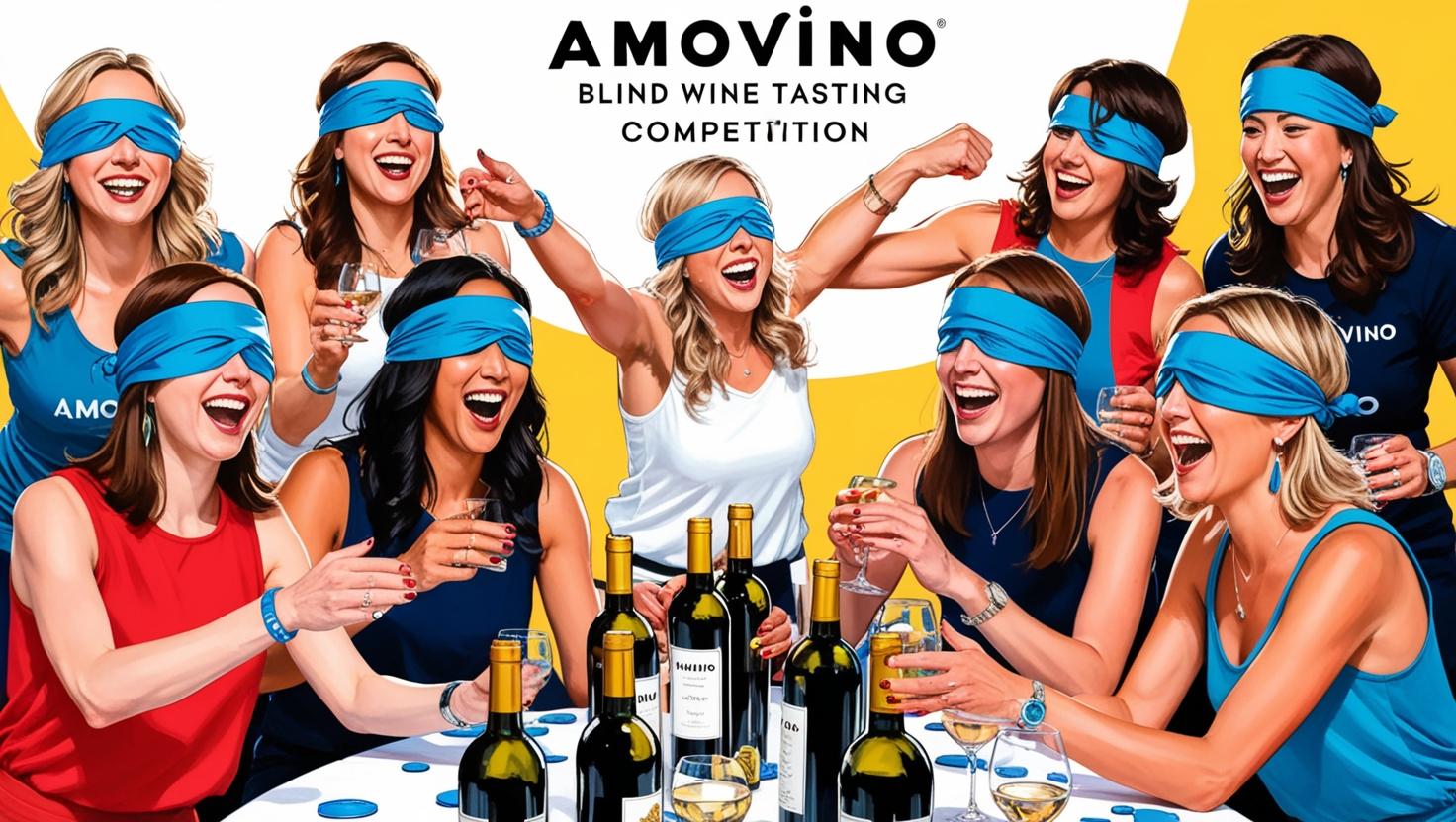 concours de degustation Amovino de vin a l'aveugle , jeux en equipe, les yeux bande